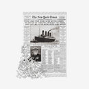 Front Page Puzzle featuring historic New York Times coverage of Titanic sinking with scattered puzzle pieces